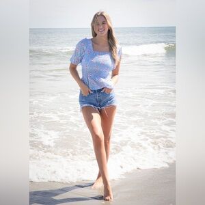 Simply Southern Women's Shirred Smocked Aztec Print Top Size XXL